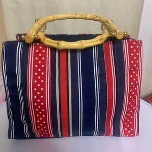Tianni Bamboo Handles Red White Blue Beige Handbag